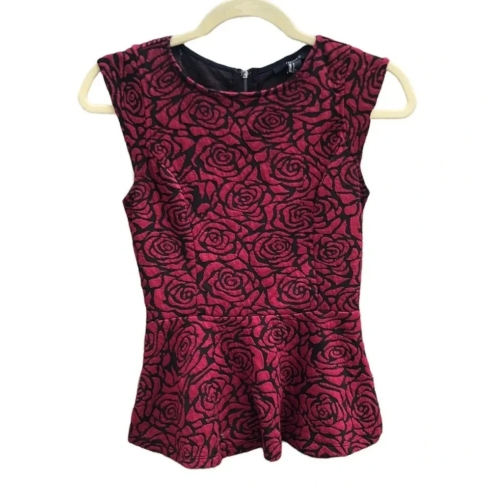 FOREVER 21 ROSE PEPLUM TANK